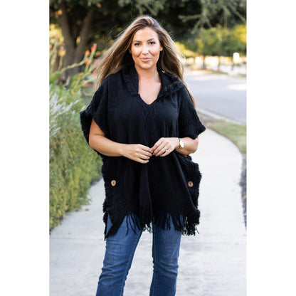 Ready to Ship | The Alyssa Black Solid One Size Poncho