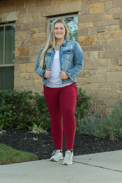 Ready to Ship | Red FULL-LENGTH Leggings with POCKET