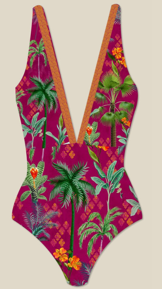 Moroccan Palm One Piece Bathing Suit