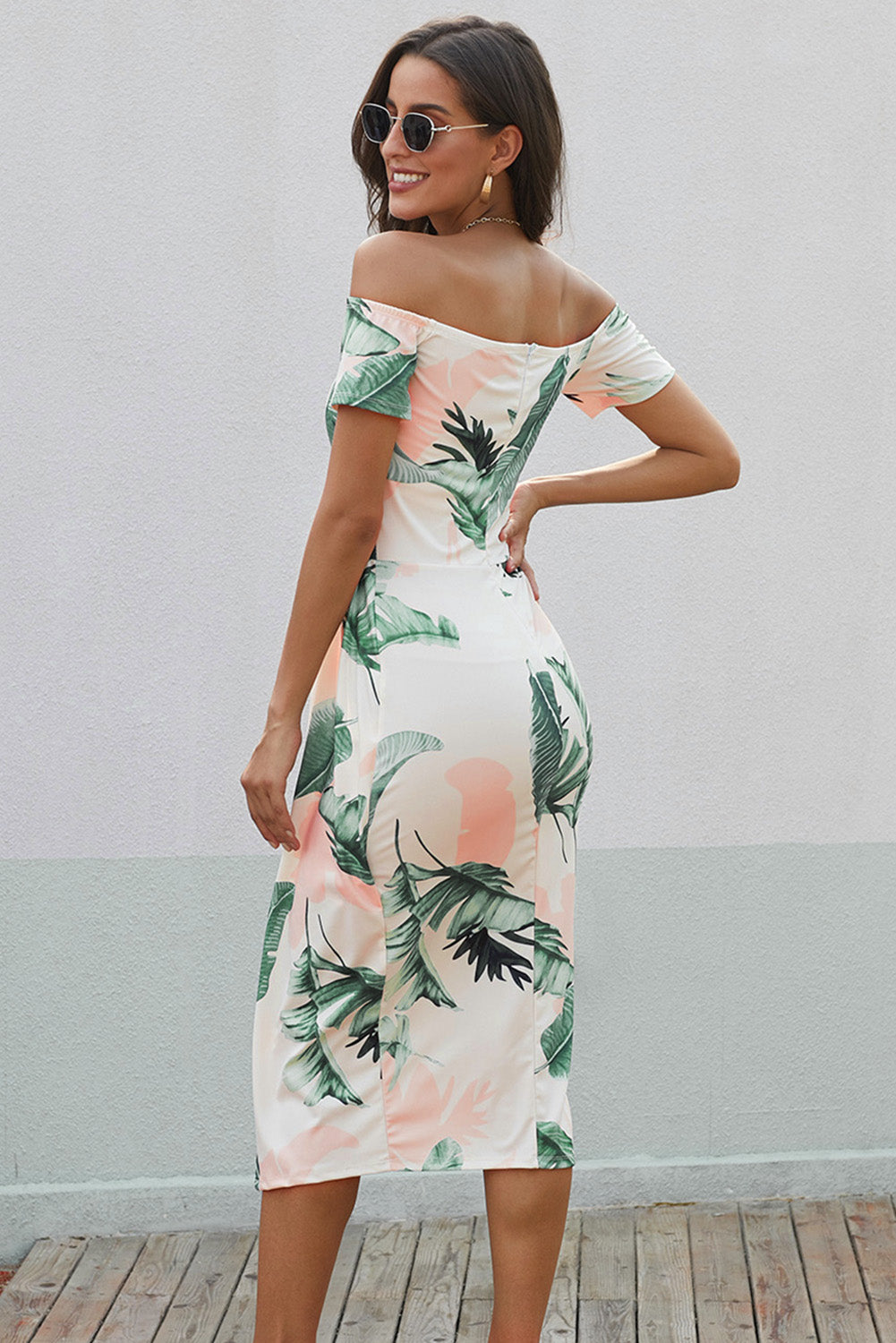 Sexy Printed Off-Shoulder Split Dress