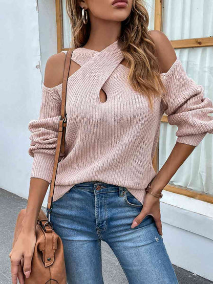 Blush Perfection Crisscross Sweater